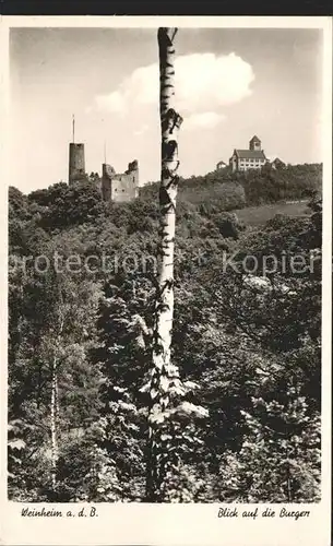 Weinheim Bergstrasse Blick auf die Burgen WSC Wachenburg Burg Windeck Kat. Weinheim