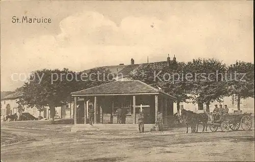 Saint Maurice sur Moselle Platz Soldaten Militaer Pferdefuhrwerk 1. Weltkrieg Kat. Saint Maurice sur Moselle