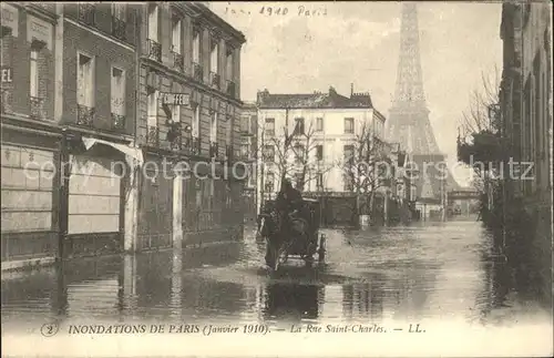 Paris Inondations Janvier 1910 Tour Eiffel Hochwasser Katastrophe Kat. Paris