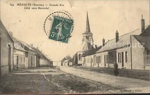 Meaulte Grande Rue Eglise Stempel auf AK Kat. Meaulte