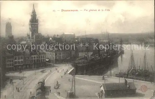 Dunkerque Vue generale de la Ville Eglise Bateau Kat. Dunkerque