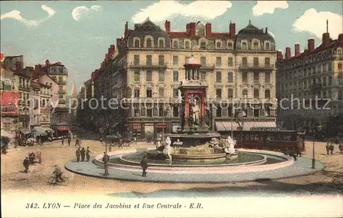 Lyon France Place des Jacobins Rue Centrale Fontaine Tram Kat. Lyon