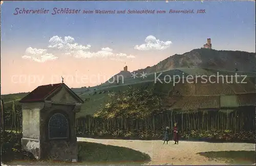 Scherweiler Schloesser beim Weilertal und Schlachtfeld vom Bauernfeld 1525 Kat. Scherwiller