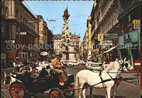 Wien Graben mit Pestsaeule Fiaker Kat. Wien