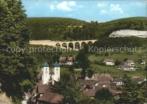 Wiesensteig Ortsansicht mit Kirche Luftkurort Autobahnaufstieg Stuttgart Ulm Kat. Wiesensteig