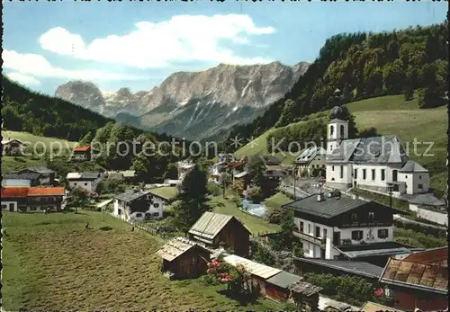 Ramsau Berchtesgaden Ortsansicht mit Kirche Reiteralpe Berchtesgadener Alpen Kat. Ramsau b.Berchtesgaden