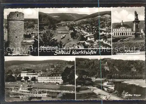 Bad Karlshafen Hugenottenturm Rathaus Landgrafendenkmal Weser Sanatorium Kindersolbad Kat. Bad Karlshafen