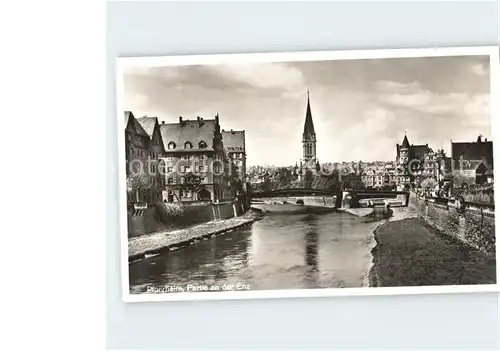 Pforzheim Partie an der Enz Kirche Weltplatz fuer Schmuck Kat. Pforzheim