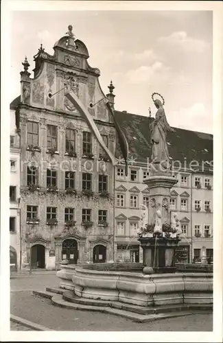 Landsberg Lech Rathaus Stuckfassade von Dominikus Zimmermann Marienbrunnen Kat. Landsberg am Lech