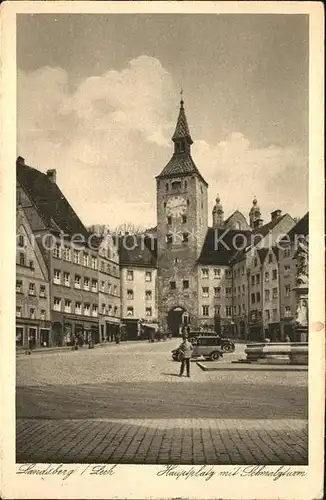 Landsberg Lech Hauptplatz mit Schmalzturm Marienbrunnen Kat. Landsberg am Lech