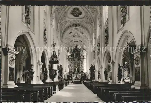 Landsberg Lech Inneres der Stadtpfarrkirche Kanzel Altar Kat. Landsberg am Lech