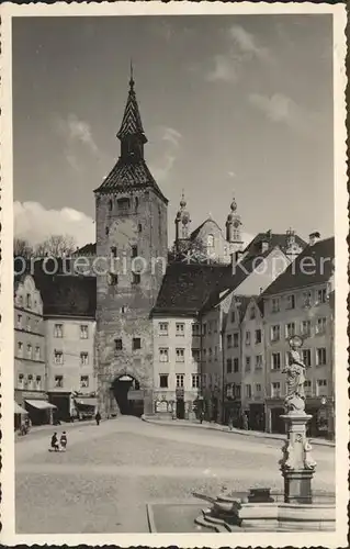 Landsberg Lech Hauptplatz Marienbrunnen Schmalzturm Kat. Landsberg am Lech