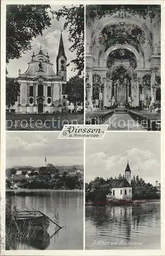 Diessen Ammersee Klosterkirche Barock Uferpartie St Alban Kapelle Kat. Diessen a.Ammersee