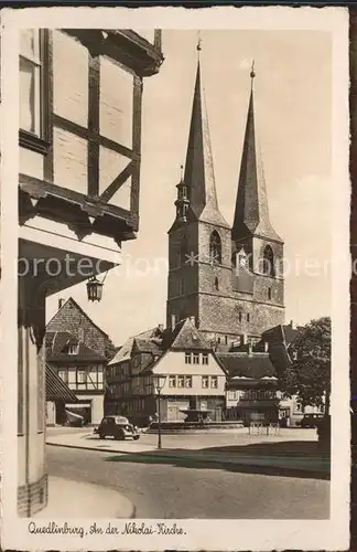 Quedlinburg Partie an der Nikolaikirche Kat. Quedlinburg