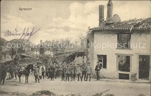 Apremont-la-Foret Soldaten zerstoerte Haeuser Pferd 1. WK Stempel V. Infant Division / Saint-Mihiel /Arrond. de Commercy