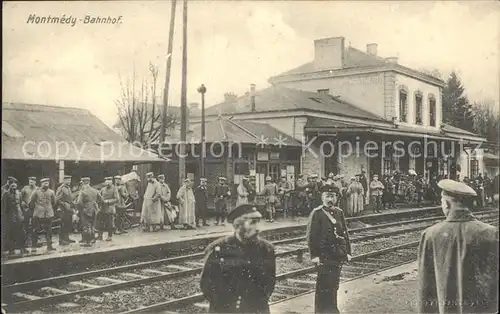 Montmedy Bahnhof Soldaten Kat. Montmedy