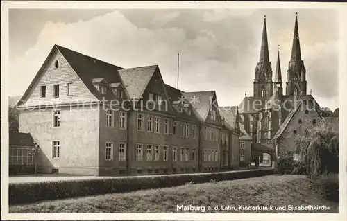 Marburg Lahn Kinderklinik mit Elisabethkirche Kat. Marburg