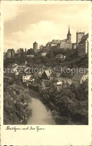 Bautzen Spreepartie mit Nicolaiturm und Petridom Kat. Bautzen