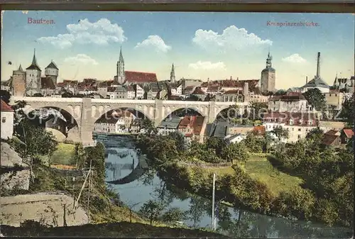 Bautzen mit Spree und Kronprinzenbruecke Kat. Bautzen