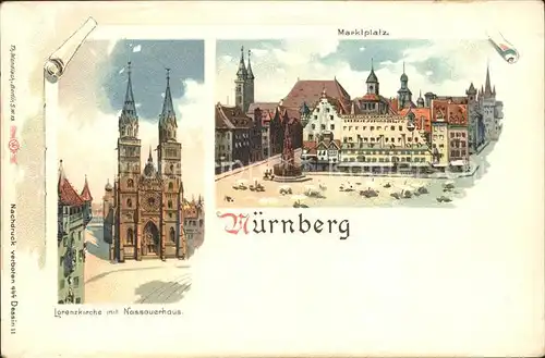 Nuernberg Lorenzkirche Nassauerhaus Marktplatz Kat. Nuernberg