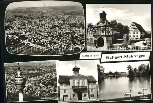 Moehringen Stuttgart Spitalhof Fernsehturm Riedsee Kat. Stuttgart