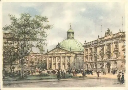 Berlin St Hedwigs Kathedrale nach einem Orig Aquarell von Wolfgang Tritt Kat. Berlin