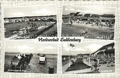 Sahlenburg Minigolfplatz Strand Wattwagen im Priel Promenade Kat. Cuxhaven