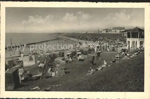 Buesum Nordseebad Badestrand vom Haupteingang gesehen Kat. Buesum