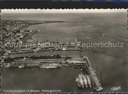 Cuxhaven Nordseebad Hafengelaende Fliegeraufnahme Kat. Cuxhaven