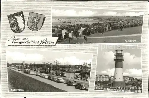 Buesum Nordseebad Korbstrand Kutterhafen Leuchtturm Kat. Buesum