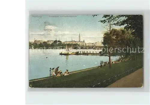 Hamburg Aussenalster mit Lombardsbruecke Kat. Hamburg