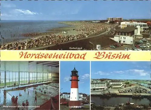 Buesum Nordseebad Korbstrand Leuchtturm Hafen Kat. Buesum