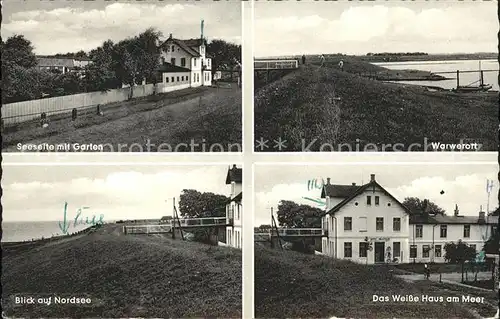 Warwerort Seeseite mit Garten Nordseeblick Weisses Haus am Meer Kat. Warwerort