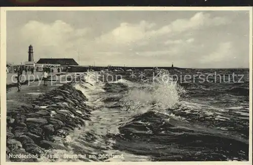 Buesum Nordseebad Sturmflut am Suedstrand Kat. Buesum