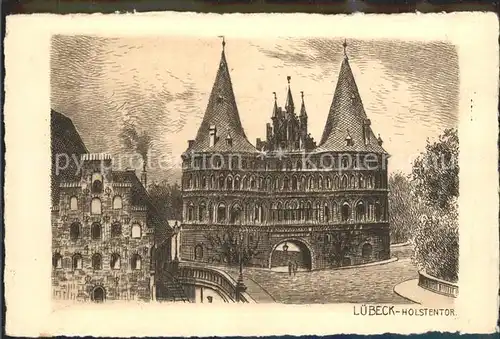 Luebeck Holstentor Zeichnung Kat. Luebeck