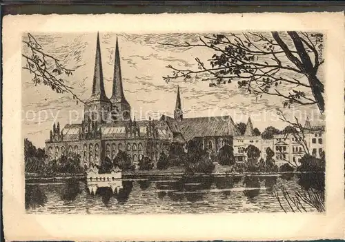 Luebeck Kirche Zeichnung Schodde  Kat. Luebeck