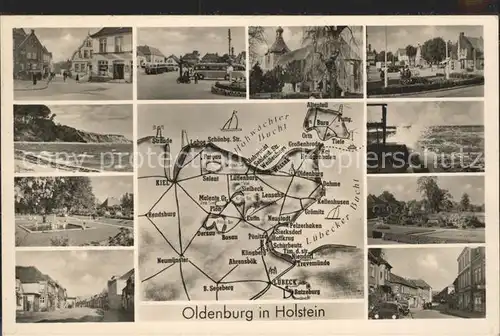 Oldenburg Holstein Lageplan Orts und Teilansichten Strand Brandung Kat. Oldenburg in Holstein