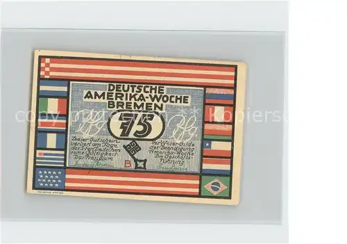 Bremen Deutsche Amerika Woche Gutschein 75 Pfennig Kat. Bremen