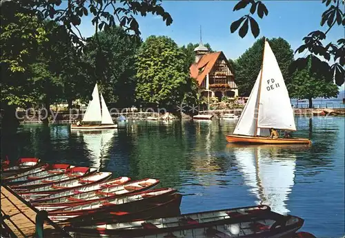 Bregenz Vorarlberg Gondelhafen mit Sporthaus Kat. Bregenz