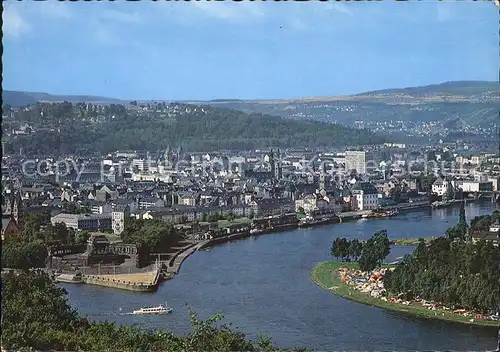 Koblenz Rhein Deutsches Eck mit Campingplatz Kat. Koblenz