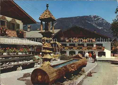 Grainau Oberer Dorfplatz Kramer Brunnen Kat. Grainau