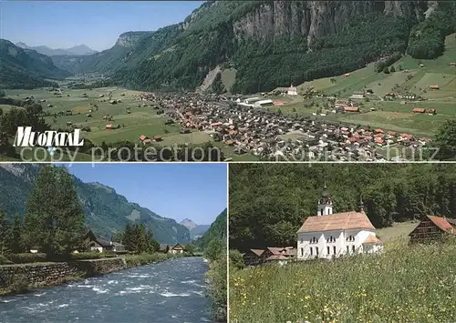 Muotathal Totalansicht Kirche Flusspartie Kat. Muotathal