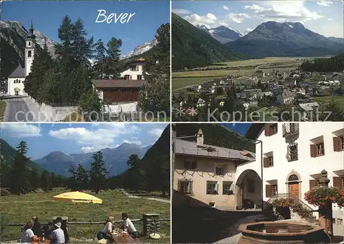 Bever Maloja Dorfpartie Kirche Brunnen Total Alpenpanorama Kat. Bever