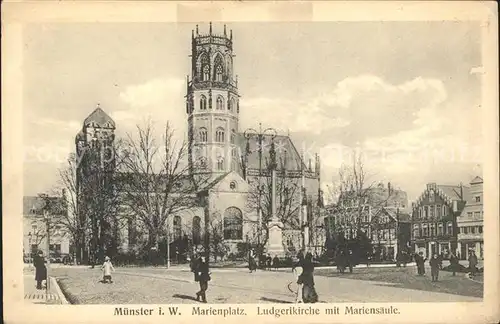 Muenster Westfalen Marienplatz Ludgerikirche Mariensaeule Kat. Muenster