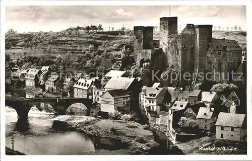 Runkel Lahn Lahnpartie mit Bruecke und Burg Kat. Runkel