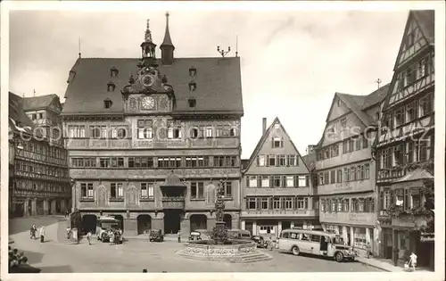 Tuebingen Marktplatz Brunnen Rathaus Kat. Tuebingen