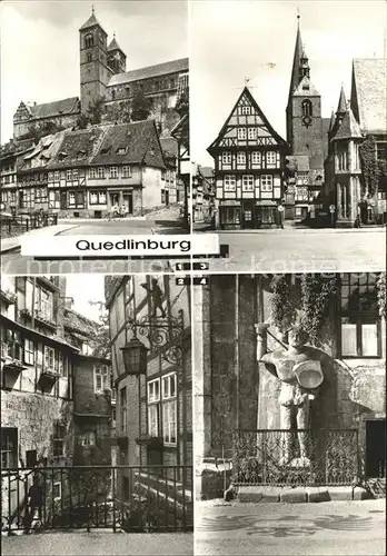 Quedlinburg Muehlenstrasse Stiftskirche Am Muehlgraben Hoken und Marktkirche Roland  Kat. Quedlinburg