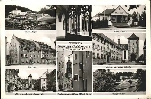 Villingen Schwenningen Kuranlagen Kneipphaus Kreuzgang Rathaus Bickentor und Kloster Rathausgasse Muensterturm Kneippbad Kat. Villingen Schwenningen