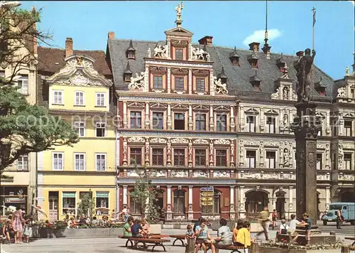 Erfurt Fischmarkt mit Roland Haus zum Breiten Herd und Gildehaus Kat. Erfurt