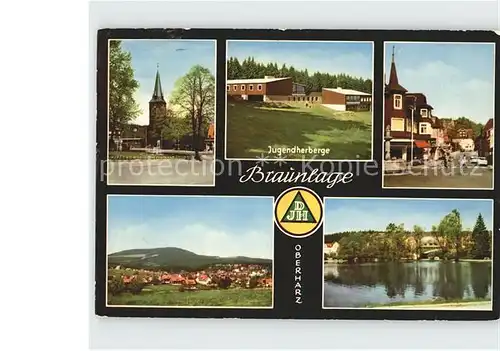 Braunlage Kirche Jugendherberge Orts und Totalansicht Teich Kat. Braunlage Harz